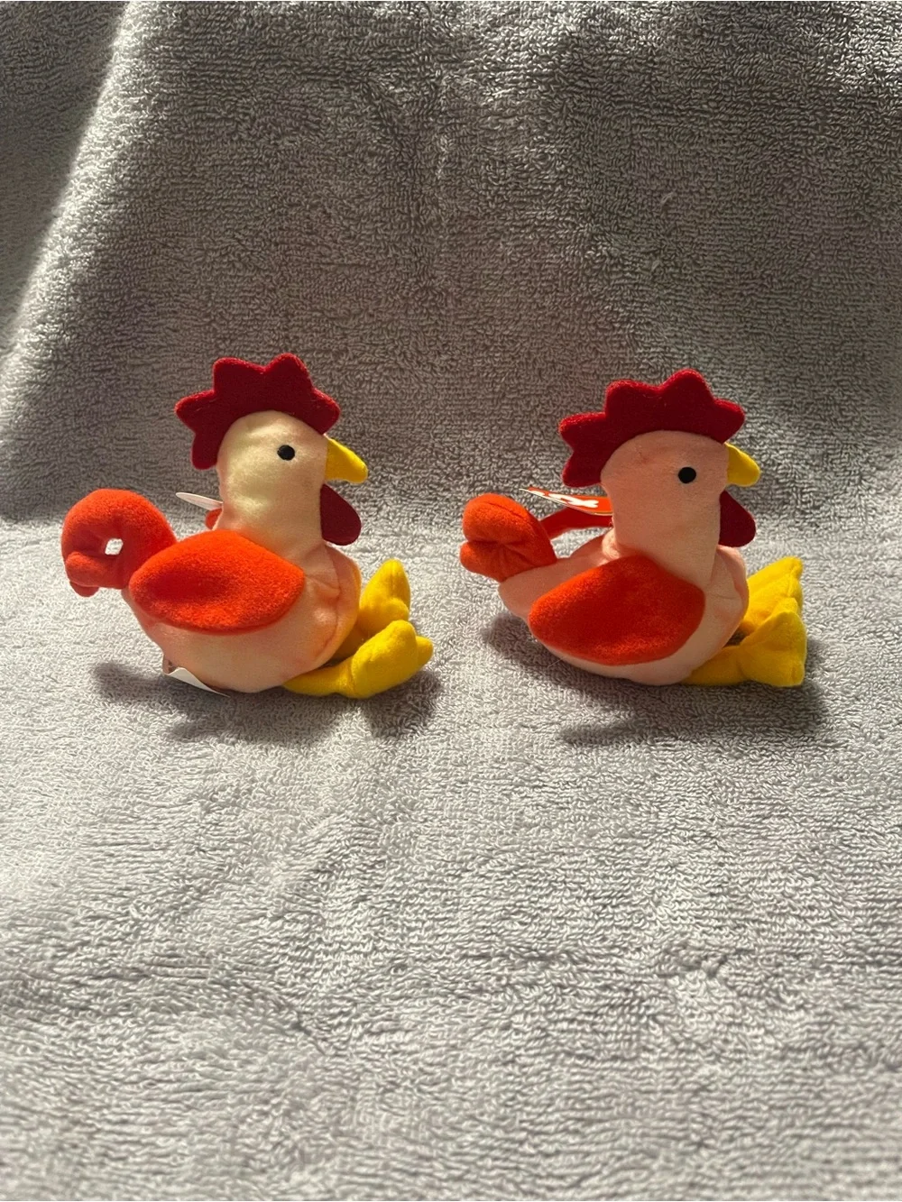 Ty Plush Rooster Pair - Red, Orange & Yellow “Strut the rooster” 🐔 🐓